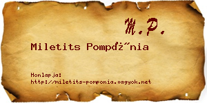 Miletits Pompónia névjegykártya